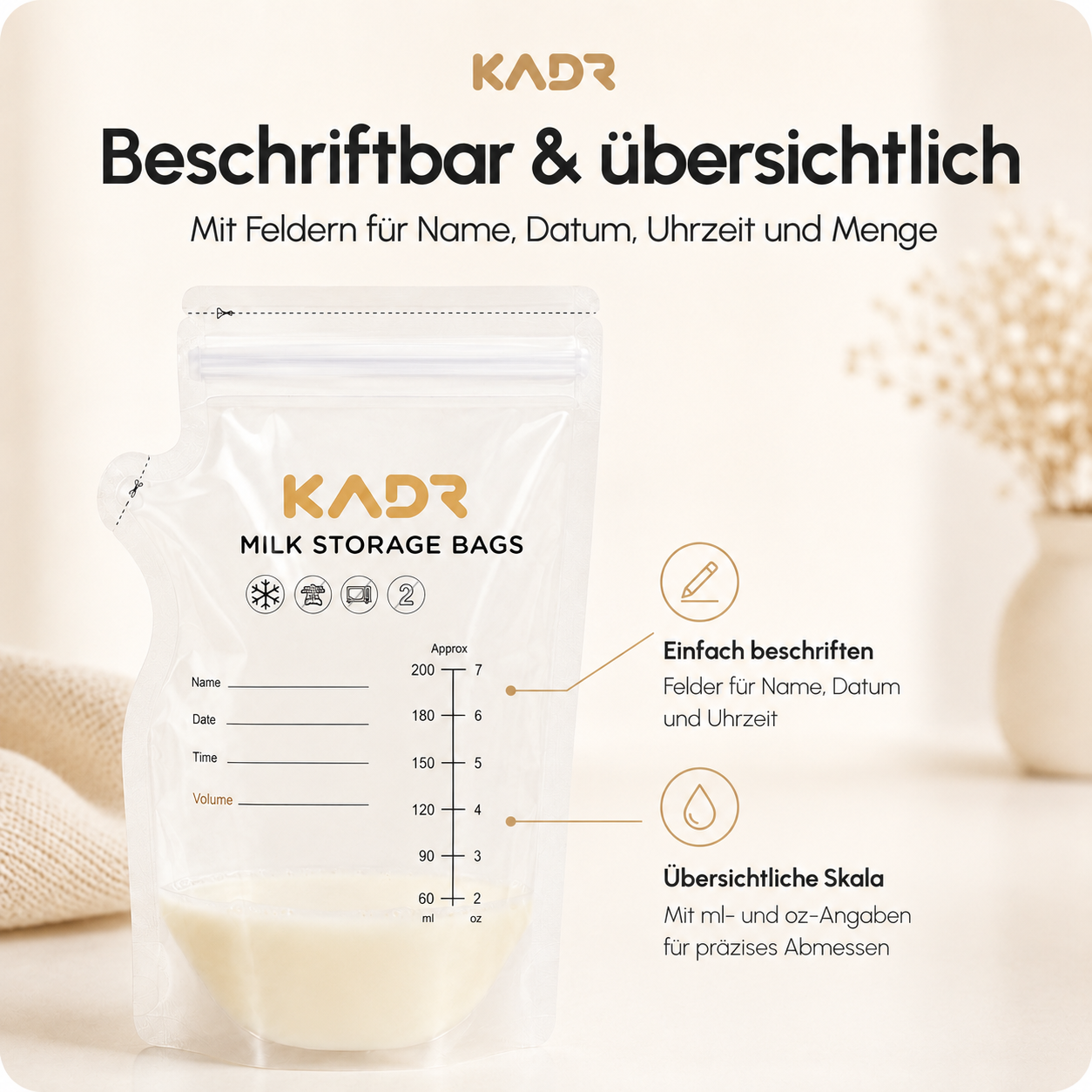 Milchaufbewahrungsbeutel Milchbeutel Babymilch 50er-Set gefrierfähig